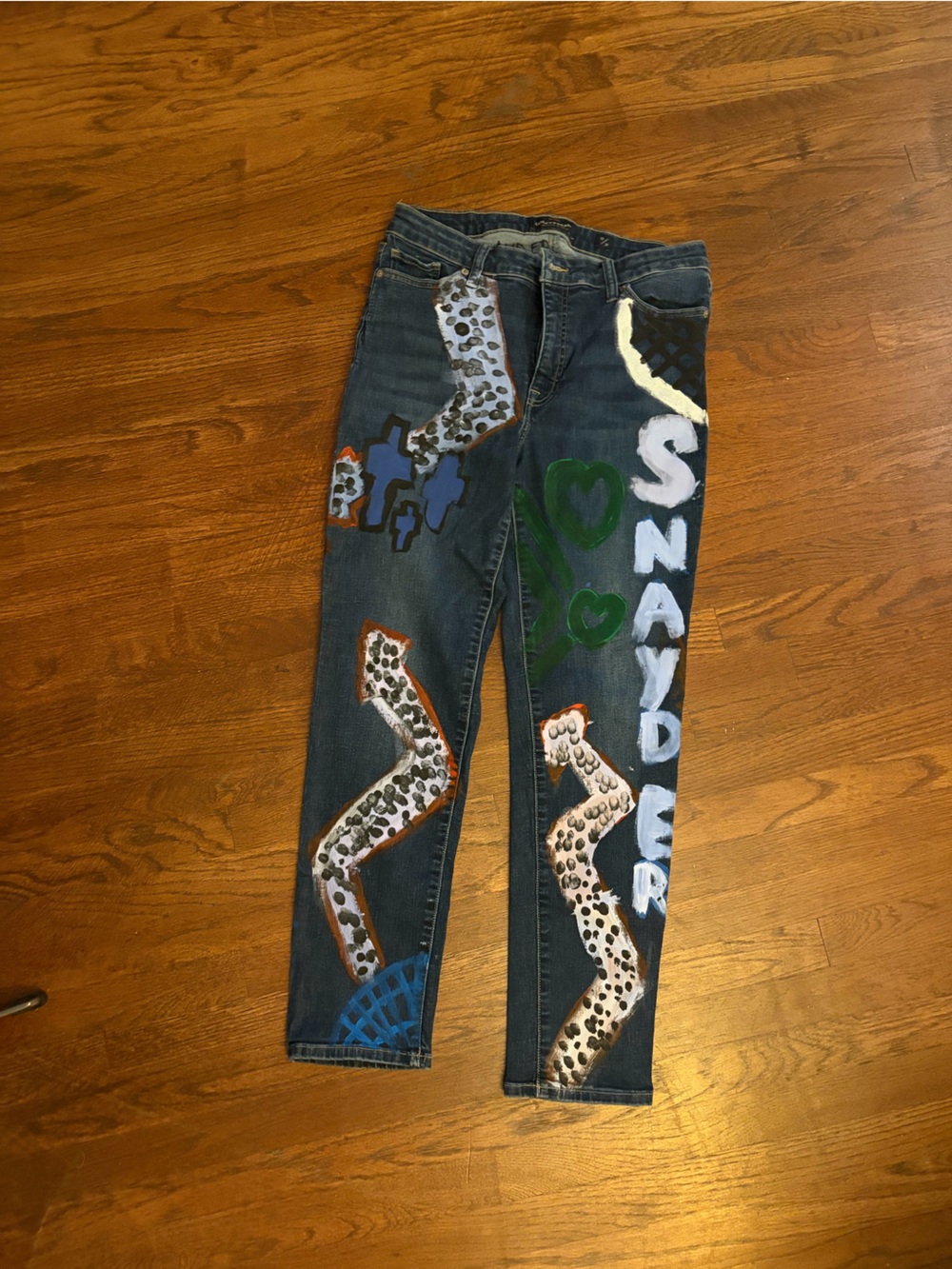 Lucky Brand Blue Jeans with Hand-Painted and blinged  Multicolor Accents